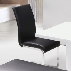 Modern Leather Dining Chair in Faux Leather & Chrome - Black or White