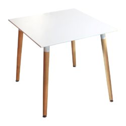 Libby Square Dining Table in High Gloss & Solid Beech Wood Legs - Black or White