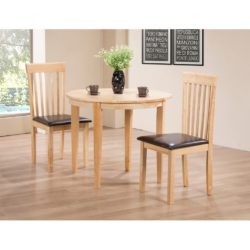 Lumis Solid Wood Round Drop Leaf Table and 2 Chairs - Choice of Wood Finishes