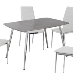 Lynbrook Grey Stone Dining Table with Polished Silver Chrome Legs