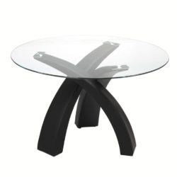 Matisse Modern Round Glass Dining Table with Black Base