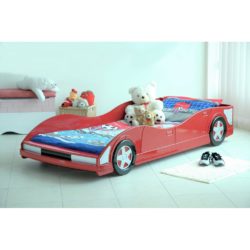 Single Kids Red Racing Car Bed