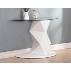 Romako Half Moon Glass Console Table with Gloss Base - White or Black