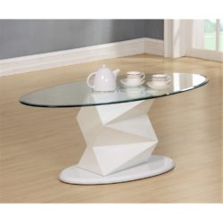 Romako Modern Glass Coffee Table with Gloss Base - White or Black