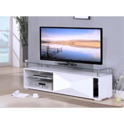 Romako Large High Gloss Modern TV Cabinet with Glass Top - White or Black
