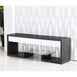Santi Large Modern TV Cabinet in Black Oak Effect & White Gloss