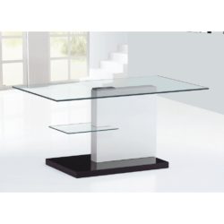 Spadini Contemporary Glass Coffee Table with White Gloss Base