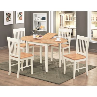 Stanwood Solid Wood & White Dining Set with Extending Oval Table and 4 Chairs