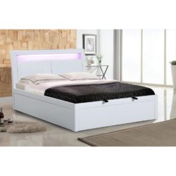 Tait Modern White Storage Bed with LED Light in High Gloss - Choice of Sizes