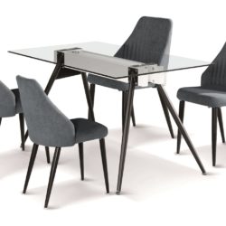 Testa Modern Glass Dining Table with Black Metal Legs