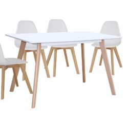Bettelheim Modern White Dining Table with Solid Beech Wood Legs