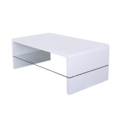 Varnelis Contemporary White Coffee Table with Glass Shelf