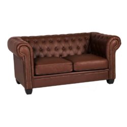 Wimberley 2 Seater Chesterfield Sofa in Faux Leather - Black, Brown or Dark Red