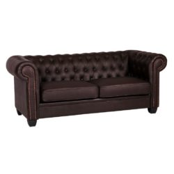 Wimberley 3 Seater Chesterfield Sofa in Faux Leather - Black, Brown or Dark Red