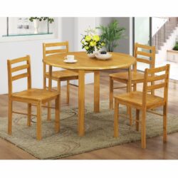 Yorkshire Round Wooden Dining Set with Round Table and 4 Chairs in Natural Oak