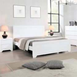 Ziling Modern Solid Wood White Bed - Choice of Sizes