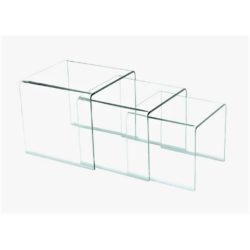 Ancher Contemporary Clear Glass Nest of 3 Tables