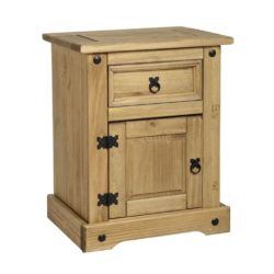 Conway Rustic Wooden Bedside Cabinet with Drawer & Cupboard in Solid Pine Wood