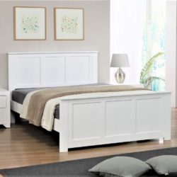 Madoona Solid Wood White Bed with High Footend - Choice of Sizes