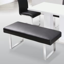 Limner Backless Kitchen Dining Bench in Faux Leather & Chrome - Black or White