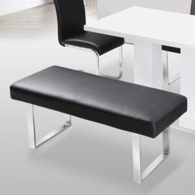 Limner Backless Kitchen Dining Bench in Faux Leather & Chrome - Black or White