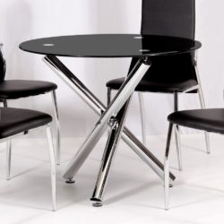 Cavallaro Round Glass Dining Table & Silver Chrome Legs - Clear or Black