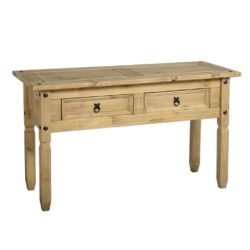 Conway Rustic Wooden Console Table with 2 Drawers & Turned Legs in Solid Pine Wood