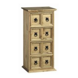 Conway Rustic Wooden CD Storage Chest with 8 Drawers in Solid Pine Wood