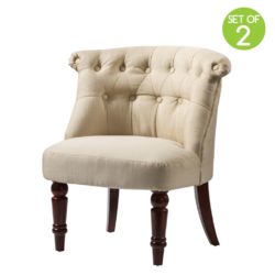 Allora Bedroom Chair with Button Detail & Wooden Legs - Pair - Choice of Colours