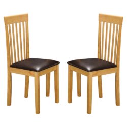 Lumis Wooden Dining Chair with Faux Leather Seat - Pair - Choice of Wood Finishes