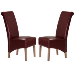 Traylor Faux Leather Dining Chair with Solid Wood Legs - Pair - Choice of Colours