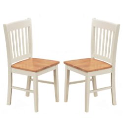 Stanwood Solid Wood White Dining Chair with Wooden Seat