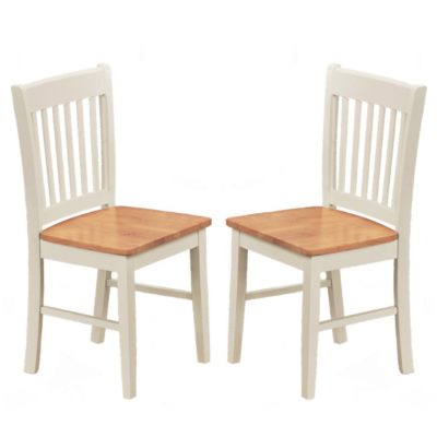 Stanwood Solid Wood White Dining Chair with Wooden Seat