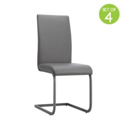 Set of 4 Modern Faux Leather Dining Chairs - Grey or Black