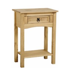 Conway Rustic Wooden Lamp Table with Drawer in Solid Pine Wood