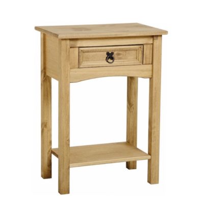 Conway Rustic Wooden Lamp Table with Drawer in Solid Pine Wood