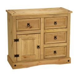 Conway Solid Pine Wood Compact Sideboard with 4 Drawers