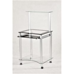Zachary Modern Glass Computer Desk with Silver Chrome Metal Stand