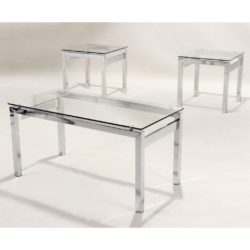 Epping Modern Glass Tables with Chrome Legs - Set of 3 - Choice of Glass Colours