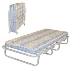 Single Folding Spare Camp Bed in Silver Metal