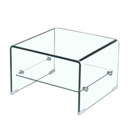 Ancher Minimalist Clear Glass Lamp Table with Shelf