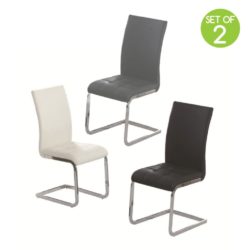 Upland Modern Padded Faux Leather Dining Chairs - Pair - Black, Grey or White
