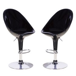 Barbieri Modern Bar Chair in Chrome & Gloss - Pair - Black, White or Red