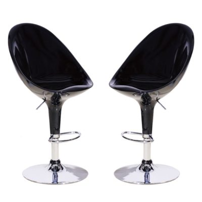 Barbieri Modern Bar Chair in Chrome & Gloss - Pair - Black, White or Red