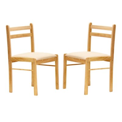Dittborn Wooden Dining Chair in Solid Wood - Pair - Natural or White Options