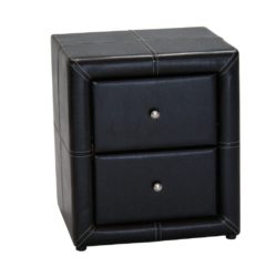 Oregon Faux Leather Bedside Table - Black or Brown