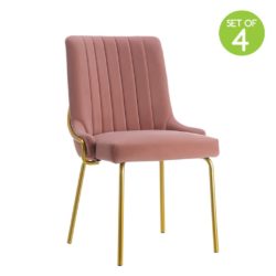 Zoey Blush Pink Velvet Dining Chairs with Gold Legs - Set of 4
