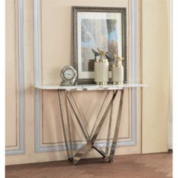 St Tropez White Marble Console Table with Stainless Steel Base