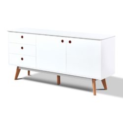 Bettelheim Large Modern White Sideboard with Solid Beech Wood Legs