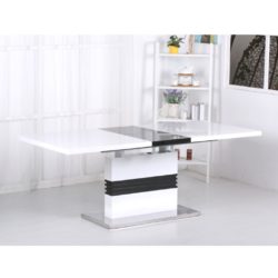 Visser Modern Extending White Dining Table in High Gloss with Black Detail